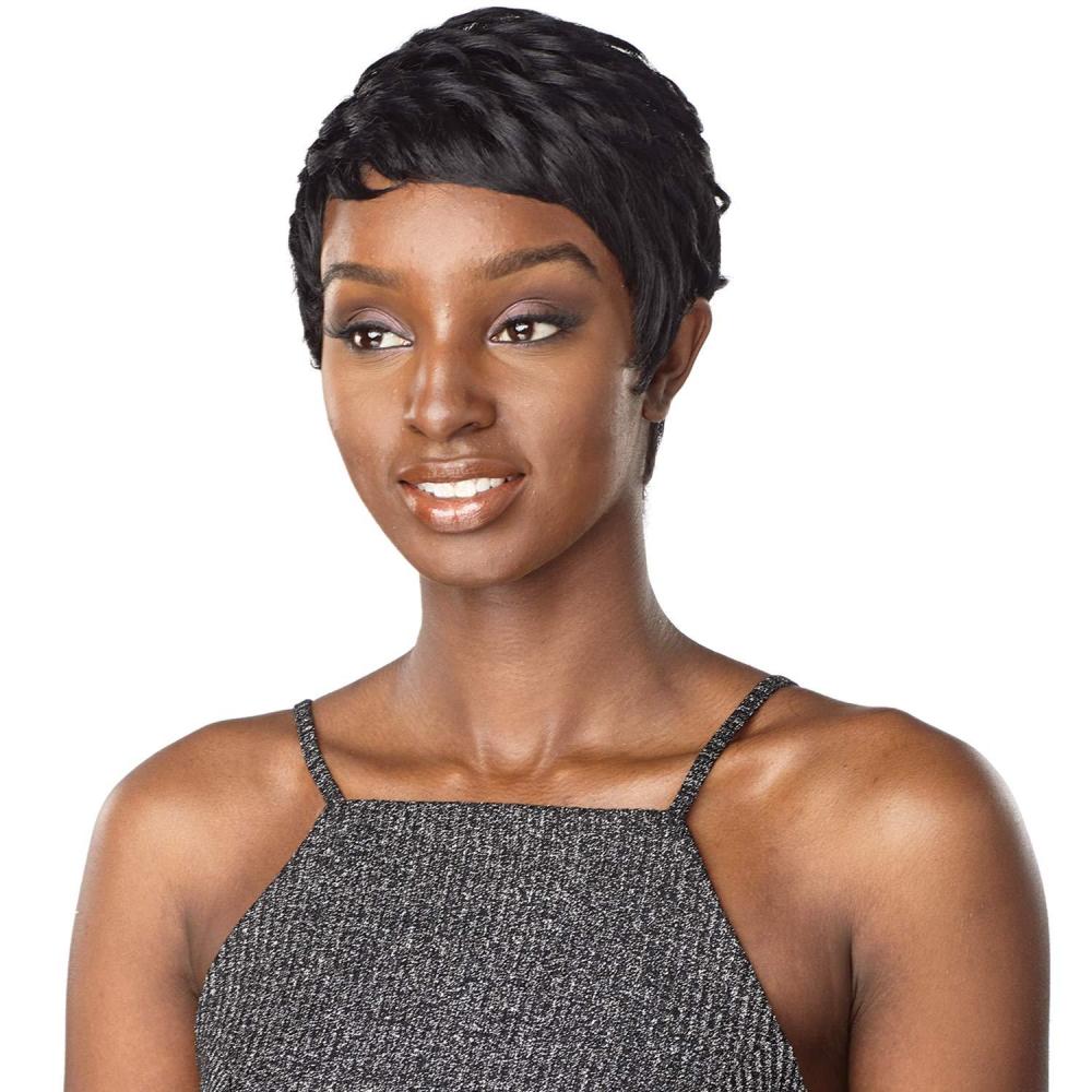 imageSensationnel Instant fashion wig  IFW Anita Synthetic Quick on the Go Styling Comfort Pre Made Styled 1 JETBLACK1B OFFBLACK