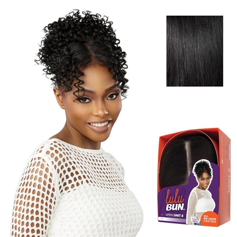 imageSensationnel Lulu Bun Updo Hairextensions Unit 4 Synthetic 3x35 HD Lace Parting Quick and Easy Wear Hair Wig Piece 1 JETBLACK1 JETBLACK