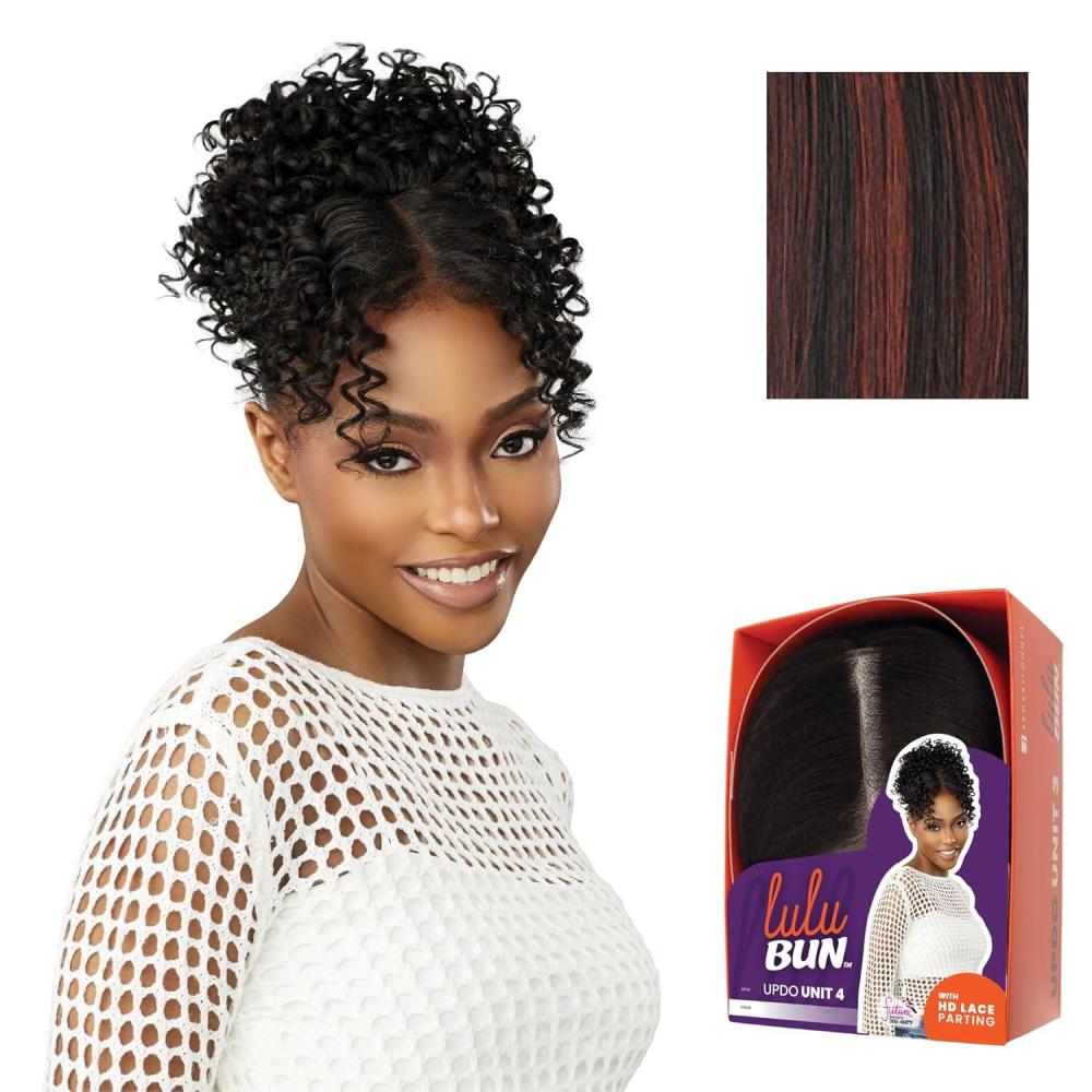 imageSensationnel Lulu Bun Updo Hairextensions  Unit 4 Synthetic 3x35 HD Lace Parting Quick and Easy Wear Hair Wig Piece 1 JETBLACKF1B350