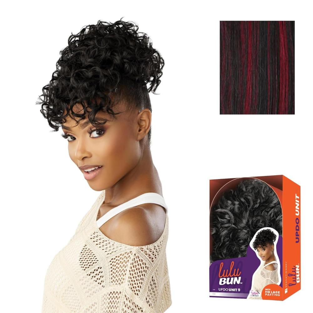 imageSensationnel Lulu Bun Updo Hairextensions Unit 9 Synthetic 3x35 HD Lace Parting Quick and Easy Wear Hair Wig Piece 1 JETBLACKF1BBG
