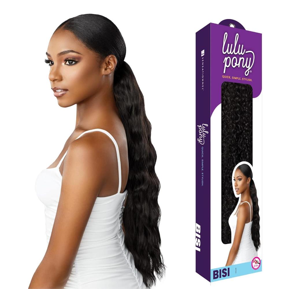 imageSensationnel Lulu pony tail drawstring bisi high heat synthetic yaki ponytail or up do hair wig piece 1 JETBLACK4 MEDBROWN