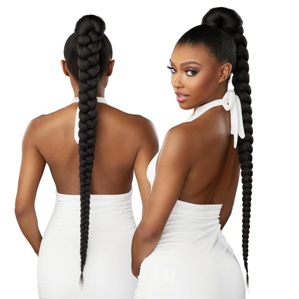imageSensationnel Lulu pony wrap hairextensions 1 high heat synthetic yaki pony tail or up do hair wig piece 1B OFFBLACKSM2BG