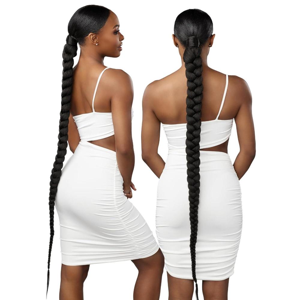imageSensationnel Lulu pony wrap hairextensions 10 high heat synthetic yaki pony tail or up do hair wig piece 1 JETBLACKSM2BG