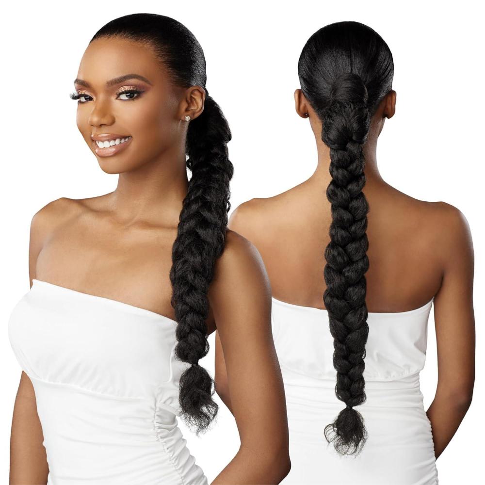 imageSensationnel Lulu pony wrap hairextensions 11 high heat synthetic yaki pony tail or up do hair wig piece 1 JETBLACK4 MEDBROWN