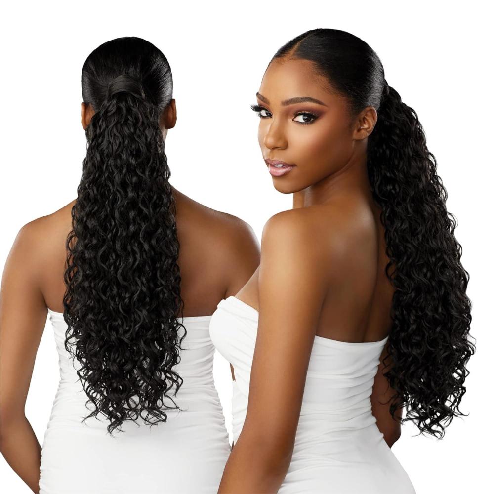 imageSensationnel Lulu pony wrap hairextensions 3 high heat synthetic yaki pony tail or up do hair wig piece 1 JETBLACKF1B30