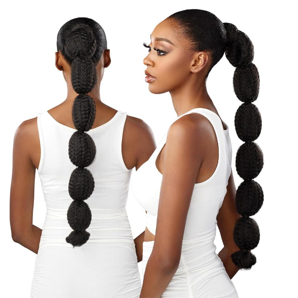 imageSensationnel Lulu pony wrap hairextensions 6 high heat synthetic yaki pony tail or up do hair wig piece 1 JETBLACK4 MEDBROWN