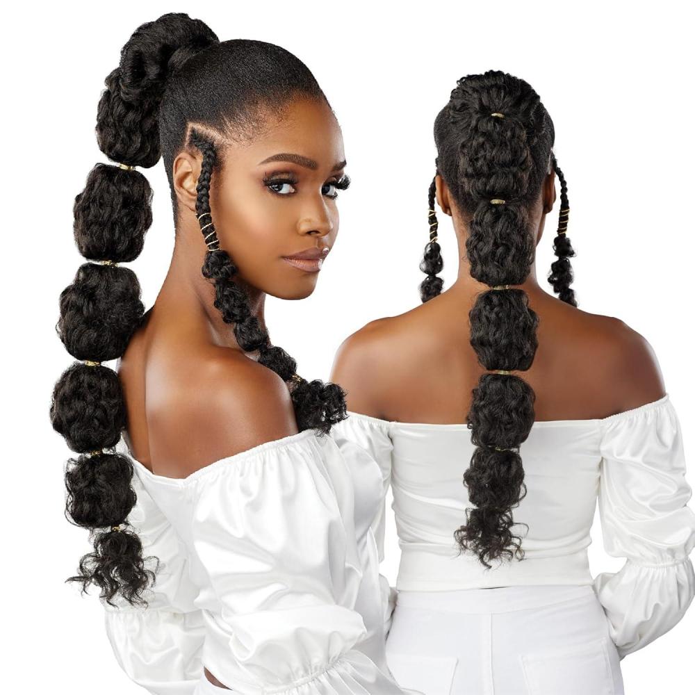 imageSensationnel Lulu pony wrap hairextensions 7 high heat synthetic yaki pony tail or up do hair wig piece 1 JETBLACK4 MEDBROWN