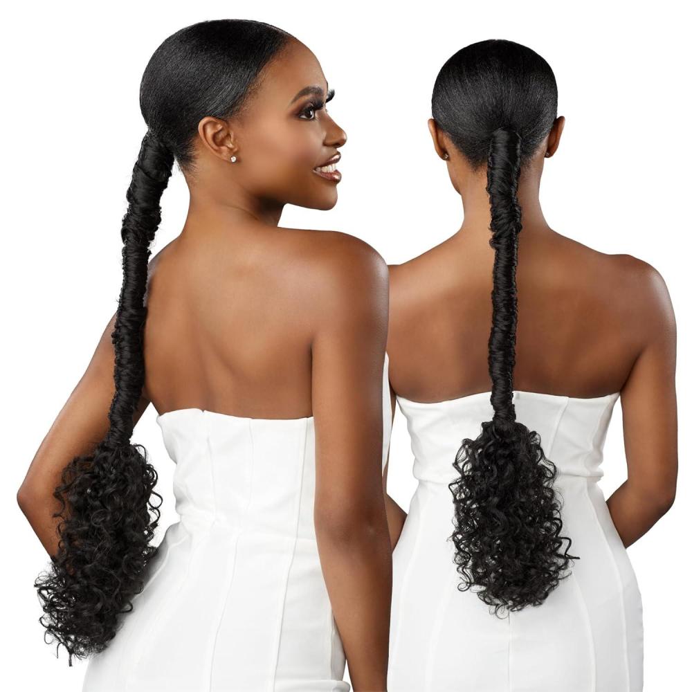 imageSensationnel Lulu pony wrap hairextensions 8 high heat synthetic yaki pony tail or up do hair wig piece 1 JETBLACKT2350