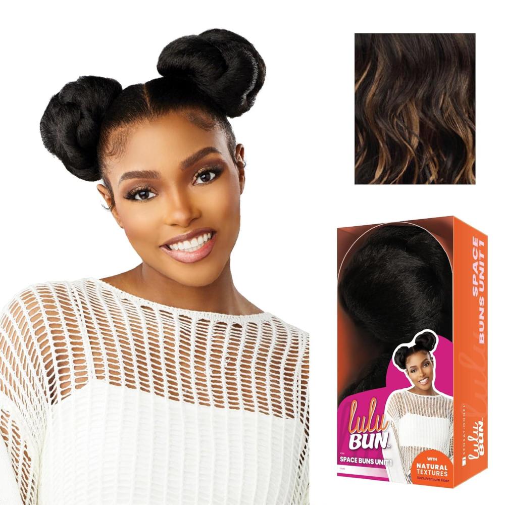 imageSensationnel LuluBun Updo Hairextensions  Space Buns Unit 1 Synthetic Drawstring Cap Quick and Easy Wear Hair Wig Piece 1 JETBLACKF1B27