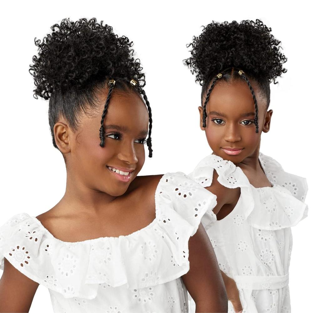imageSensationnel Lulupony mini bubble gum ponytail drawstring for kids synthetic pony up do wig piece 1 JETBLACK2 DARKBROWN