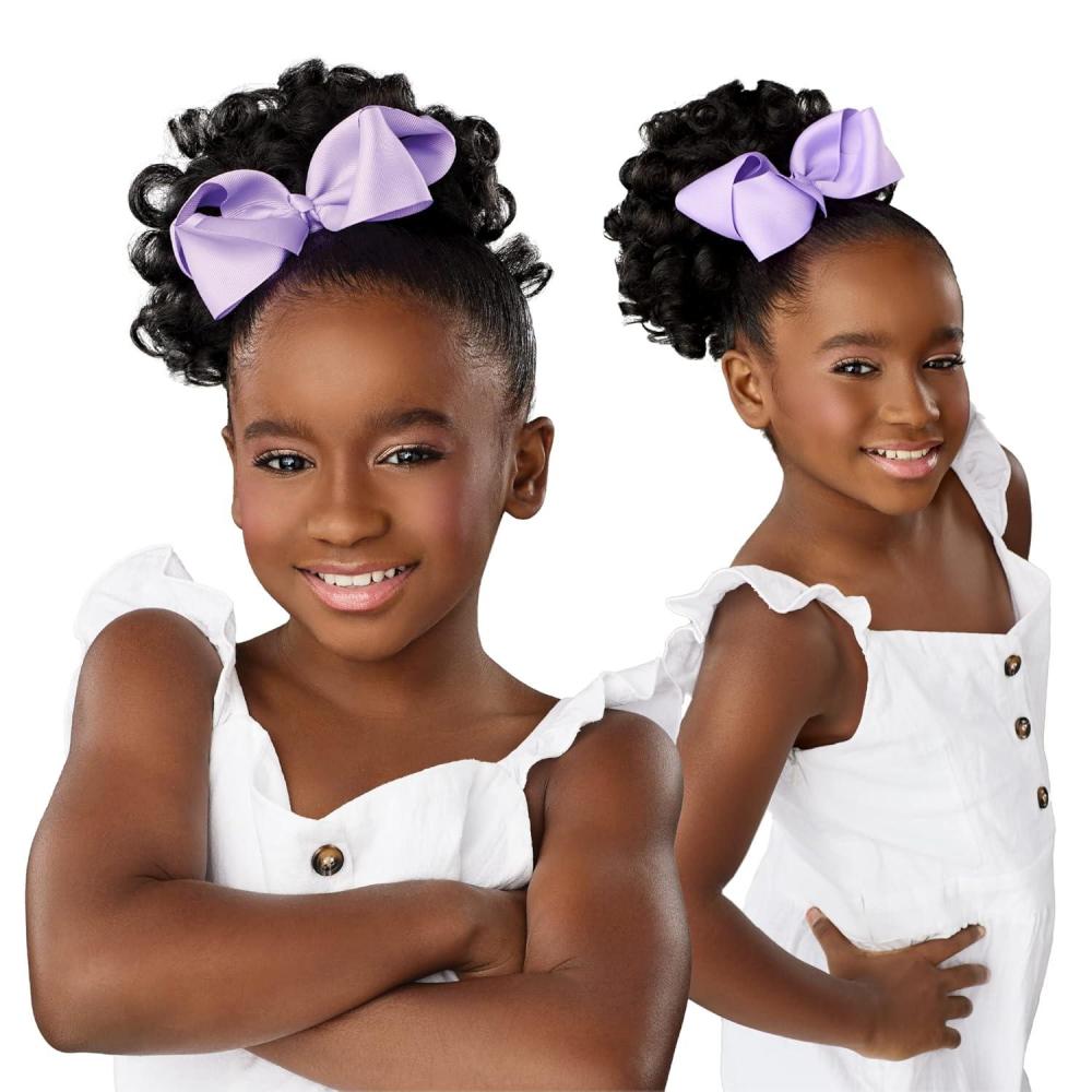 imageSensationnel Lulupony mini lollipop ponytail drawstring for kids synthetic pony up do wig piece 1 JETBLACK4 MEDBROWN