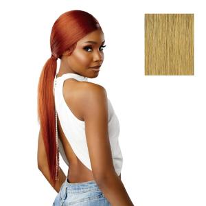 Sensationnel Dashly Lace Front Wig – Unit 51 Low Ponytail Wrap Style Hand Tied Laceparting Ear to Ear Synthetic (1 JETBLACK)(CARAMELBLONDE)