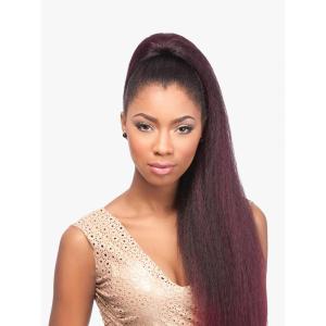 Sensationnel Instant Pony Half Wig- Perm Yaki 30 Inch Synthetic Updo with Adjustable Drawstring for Seamless (1 JETBLACK)(1 JETBLACK)