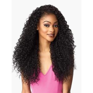 Sensationnel Instant Weave Half Wig – 5 Synthetic Blendwig Adjustable Drawstring for Seamless Hair Blending (1 JETBLACK)(1 JETBLACK)