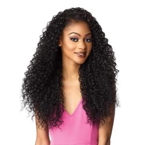 Sensationnel Instant Weave Half Wig – 5 Synthetic Blendwig Adjustable Drawstring for Seamless Hair Blending (1 JETBLACK)(T2/30)