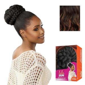 Sensationnel Lulu Bun Hair Extensions – Braided Bun Unit 1 with Clips and Drawstring Easy Wear Protective Style Synthetic Hairpiece (1 JETBLACK)(F1B/30)
