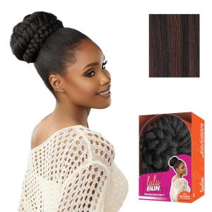 Sensationnel Lulu Bun Hair Extensions – Braided Bun Unit 1 with Clips and Drawstring Easy Wear Protective Style Synthetic Hairpiece (1 JETBLACK)(F1B/33)