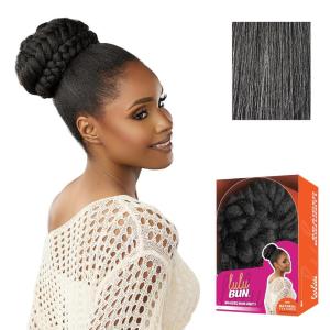 Sensationnel Lulu Bun Hair Extensions – Braided Bun Unit 1 with Clips and Drawstring Easy Wear Protective Style Synthetic Hairpiece (1 JETBLACK)(M44)