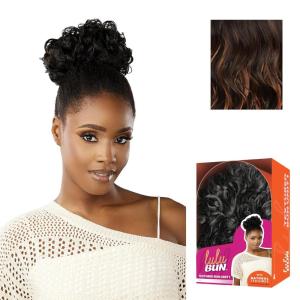 Sensationnel Lulu Bun Hair Extensions – Textured Bun Unit 1 with Clips and Drawstring Easy Wear Protective Style Synthetic Hairpiece (1 JETBLACK)(F1B/30)