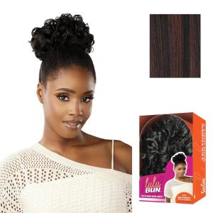 Sensationnel Lulu Bun Hair Extensions – Textured Bun Unit 1 with Clips and Drawstring Easy Wear Protective Style Synthetic Hairpiece (1 JETBLACK)(F1B/33)