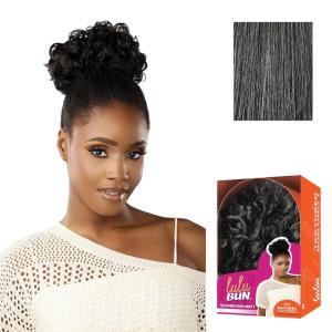 Sensationnel Lulu Bun Hair Extensions – Textured Bun Unit 1 with Clips and Drawstring Easy Wear Protective Style Synthetic Hairpiece (1 JETBLACK)(M44)