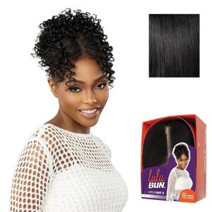 Sensationnel Lulu Bun Updo Hairextensions – Unit 4 Synthetic 3×3.5 HD Lace Parting Quick and Easy Wear Hair Wig Piece (1 JETBLACK)(1 JETBLACK)