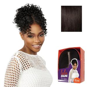 Sensationnel Lulu Bun Updo Hairextensions – Unit 4 Synthetic 3×3.5 HD Lace Parting Quick and Easy Wear Hair Wig Piece (1 JETBLACK)(2 DARKBROWN)