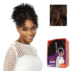 Sensationnel Lulu Bun Updo Hairextensions – Unit 4 Synthetic 3×3.5 HD Lace Parting Quick and Easy Wear Hair Wig Piece (1 JETBLACK)(F1B/30)