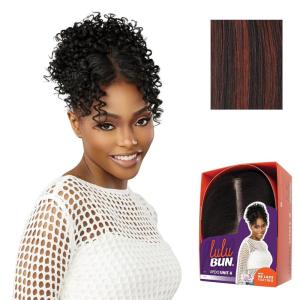 Sensationnel Lulu Bun Updo Hairextensions – Unit 4 Synthetic 3×3.5 HD Lace Parting Quick and Easy Wear Hair Wig Piece (1 JETBLACK)(F1B/350)
