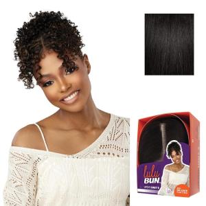 Sensationnel Lulu Bun Updo Hairextensions – Unit 5 Synthetic 3×3.5 HD Lace Parting Quick and Easy Wear Hair Wig Piece (1 JETBLACK)(1B OFFBLACK)