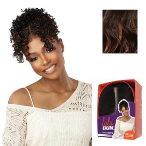 Sensationnel Lulu Bun Updo Hairextensions – Unit 5 Synthetic 3×3.5 HD Lace Parting Quick and Easy Wear Hair Wig Piece (1 JETBLACK)(F1B/30)