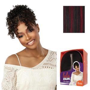 Sensationnel Lulu Bun Updo Hairextensions – Unit 5 Synthetic 3×3.5 HD Lace Parting Quick and Easy Wear Hair Wig Piece (1 JETBLACK)(F1B/BG)