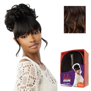 Sensationnel Lulu Bun Updo Hairextensions – Unit 6 Synthetic 3×3.5 HD Lace Parting Quick and Easy Wear Hair Wig Piece (1 JETBLACK)(F1B/30)