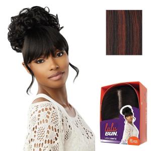 Sensationnel Lulu Bun Updo Hairextensions – Unit 6 Synthetic 3×3.5 HD Lace Parting Quick and Easy Wear Hair Wig Piece (1 JETBLACK)(F1B/350)