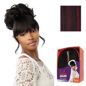 Sensationnel Lulu Bun Updo Hairextensions – Unit 6 Synthetic 3×3.5 HD Lace Parting Quick and Easy Wear Hair Wig Piece (1 JETBLACK)(F1B/BG)