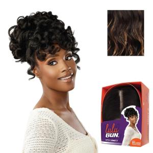 Sensationnel Lulu Bun Updo Hairextensions – Unit 7 Synthetic 3×3.5 HD Lace Parting Quick and Easy Wear Hair Wig Piece (1 JETBLACK)(F1B/27)