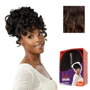 Sensationnel Lulu Bun Updo Hairextensions – Unit 7 Synthetic 3×3.5 HD Lace Parting Quick and Easy Wear Hair Wig Piece (1 JETBLACK)(F1B/30)