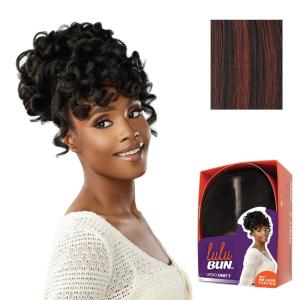 Sensationnel Lulu Bun Updo Hairextensions – Unit 7 Synthetic 3×3.5 HD Lace Parting Quick and Easy Wear Hair Wig Piece (1 JETBLACK)(F1B/350)