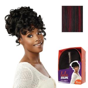 Sensationnel Lulu Bun Updo Hairextensions – Unit 7 Synthetic 3×3.5 HD Lace Parting Quick and Easy Wear Hair Wig Piece (1 JETBLACK)(F1B/BG)