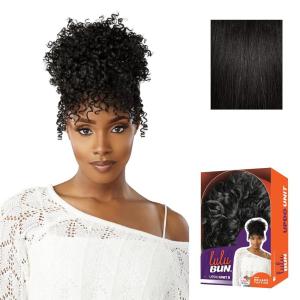 Sensationnel Lulu Bun Updo Hairextensions – Unit 8 Synthetic 3×3.5 HD Lace Parting Quick and Easy Wear Hair Wig Piece (1 JETBLACK)(1B OFFBLACK)