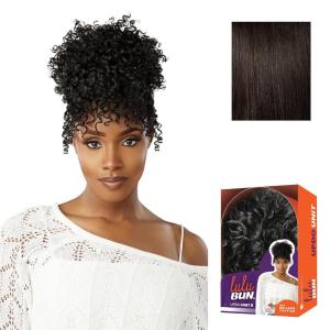 Sensationnel Lulu Bun Updo Hairextensions – Unit 8 Synthetic 3×3.5 HD Lace Parting Quick and Easy Wear Hair Wig Piece (1 JETBLACK)(2 DARKBROWN)