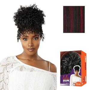 Sensationnel Lulu Bun Updo Hairextensions – Unit 8 Synthetic 3×3.5 HD Lace Parting Quick and Easy Wear Hair Wig Piece (1 JETBLACK)(F1B/BG)