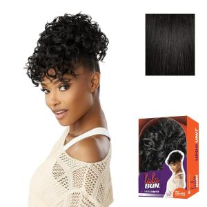 Sensationnel Lulu Bun Updo Hairextensions – Unit 9 Synthetic 3×3.5 HD Lace Parting Quick and Easy Wear Hair Wig Piece (1 JETBLACK)(1B OFFBLACK)
