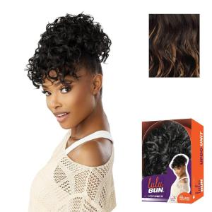 Sensationnel Lulu Bun Updo Hairextensions – Unit 9 Synthetic 3×3.5 HD Lace Parting Quick and Easy Wear Hair Wig Piece (1 JETBLACK)(F1B/27)