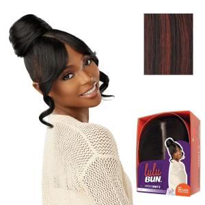 Sensationnel Lulu bun updo hairextensions – unit 2 synthetic 3×3.5 hd lace parting quick and easy wear hair wig piece (1 JETBLACK)(F1B/350)
