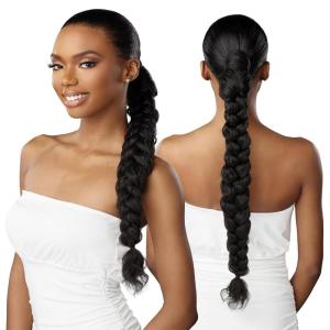 Sensationnel Lulu pony wrap hairextensions- 11 high heat synthetic yaki pony tail or up do hair wig piece (1 JETBLACK)(4 MEDBROWN)