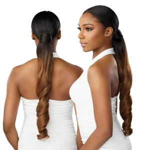 Sensationnel Lulu pony wrap hairextensions- 5 high heat synthetic yaki pony tail or up do hair wig piece (1 JETBLACK)(T2/27)