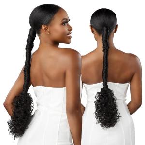 Sensationnel Lulu pony wrap hairextensions- 8 high heat synthetic yaki pony tail or up do hair wig piece (1 JETBLACK)(T2/BG)