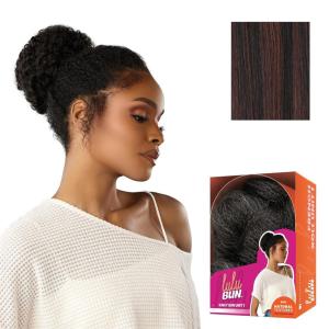 Sensationnel LuluBun Updo Hairextensions – Kinky Bun Unit 1 Synthetic Drawstring Cap Quick and Easy Wear Hair Wig Piece (1 JETBLACK)(F1B/33)