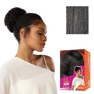 Sensationnel LuluBun Updo Hairextensions – Kinky Bun Unit 1 Synthetic Drawstring Cap Quick and Easy Wear Hair Wig Piece (1 JETBLACK)(M44)
